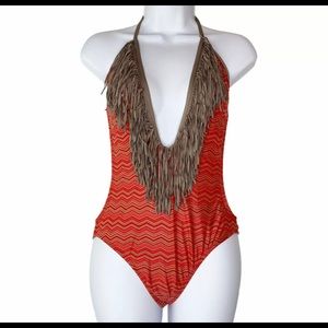 L Space riviera fringe swimsuit Sz M like new